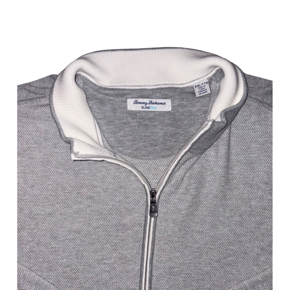 Tommy Bahama IslandZone Full Zip Knit Sweater Mens XXL Gray - Picture 2 of 8